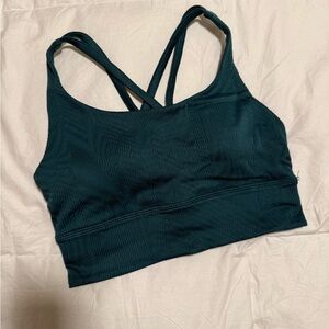 Lululemon Textured Dark Green Energy Long Line Sports Bra - Size 4